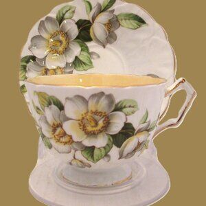 Vintage 2 Dimisional Aynsley Bone China teacup graced with english white & yell